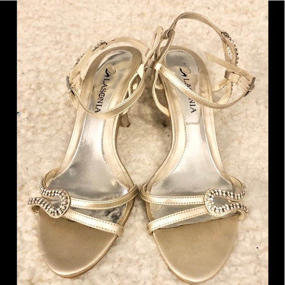 Lasonia  gold rhinestone Holiday heels size 7. - Picture 1 of 5